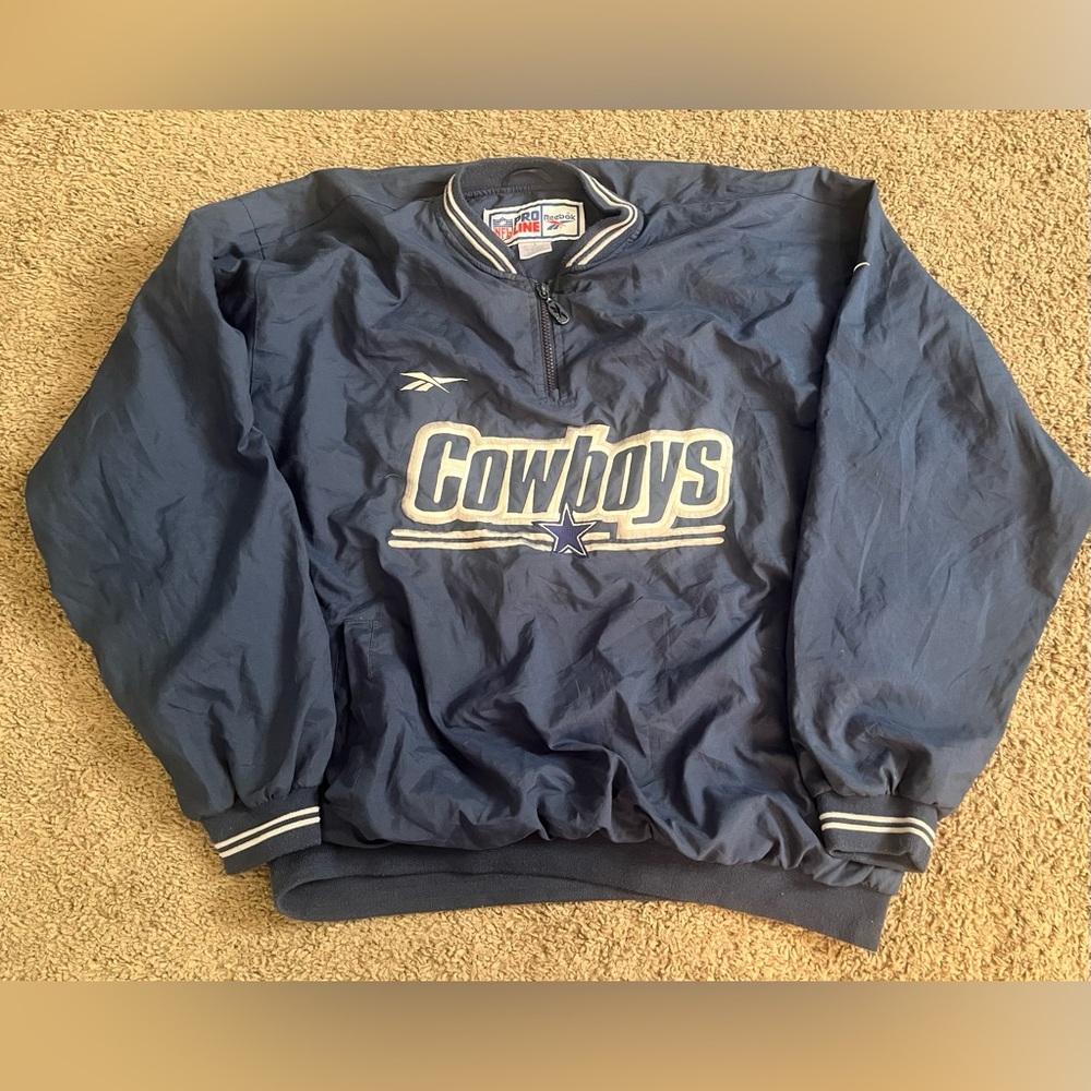 Dallas Cowboys Reebok Pro Line NFL Navy Quarter Zip Jacket